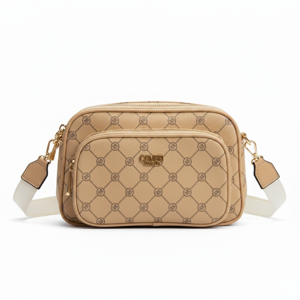 Borsa a mano beige monogramma — fronte