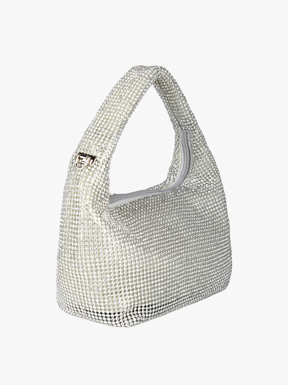 Borsa a mano con strass - argento Solada