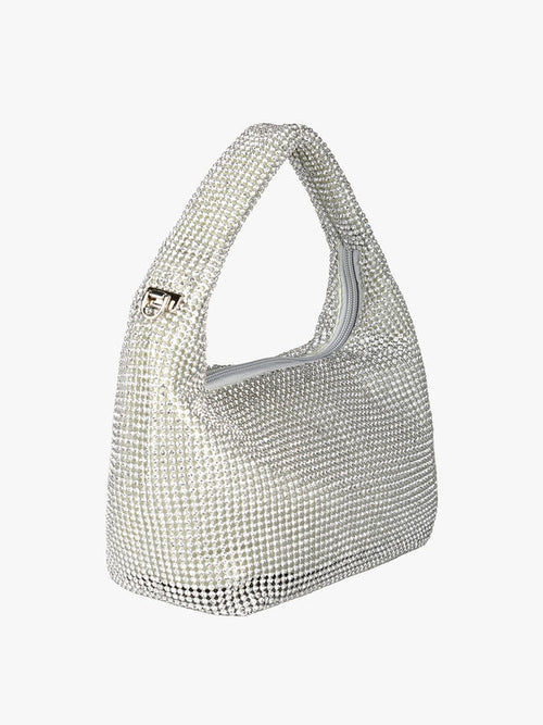 Borsa a mano con strass Solada Argento - immagine 2