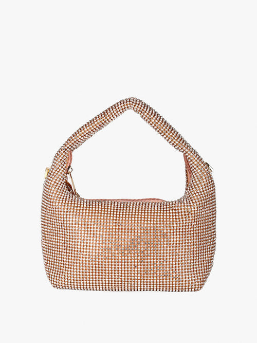 Borsa a mano con strass Solada Champagne - immagine 1