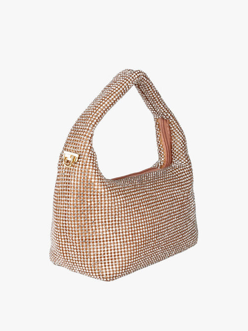 Borsa a mano con strass Solada Champagne - immagine 2