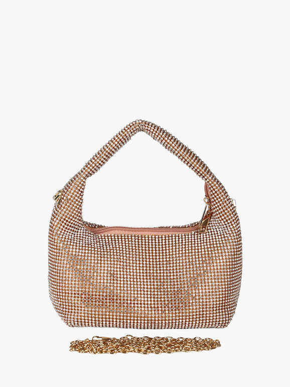 Borsa a mano con strass - champagne Solada