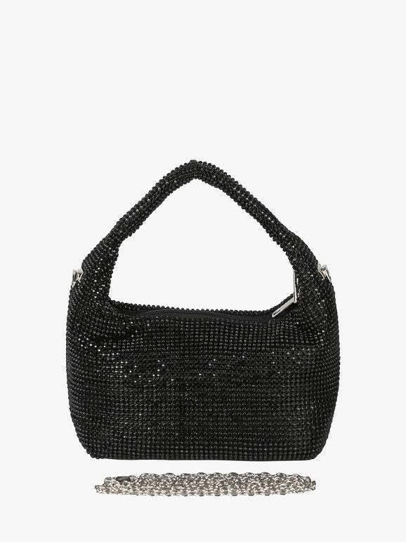 Borsa a mano con strass - nero Solada