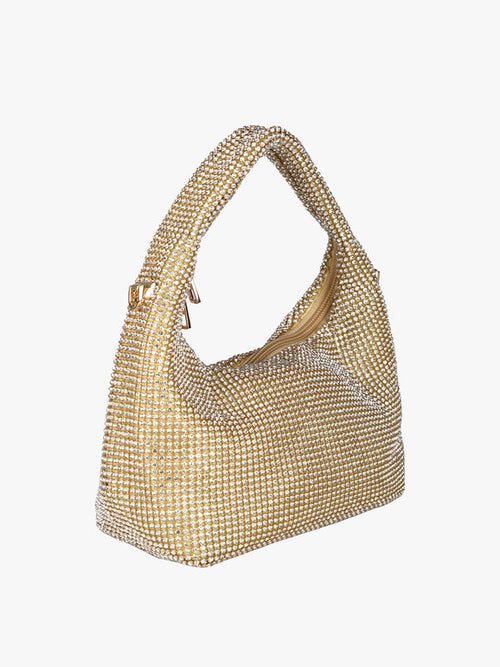 Borsa a mano con strass Solada Oro - immagine 2