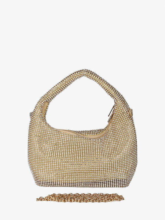 Borsa a mano con strass - oro Solada