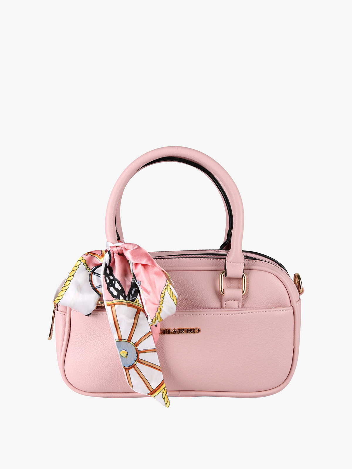 Borsa a mano con foulard Charro — Rosa