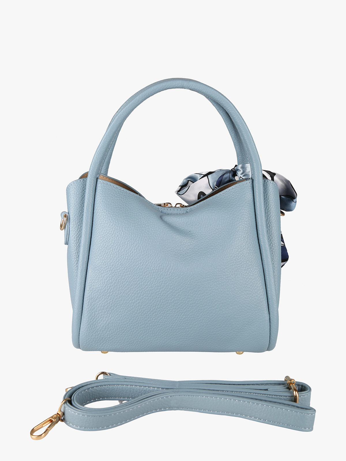 Borsa a mano mini tote con foulard Charro — Azzurro