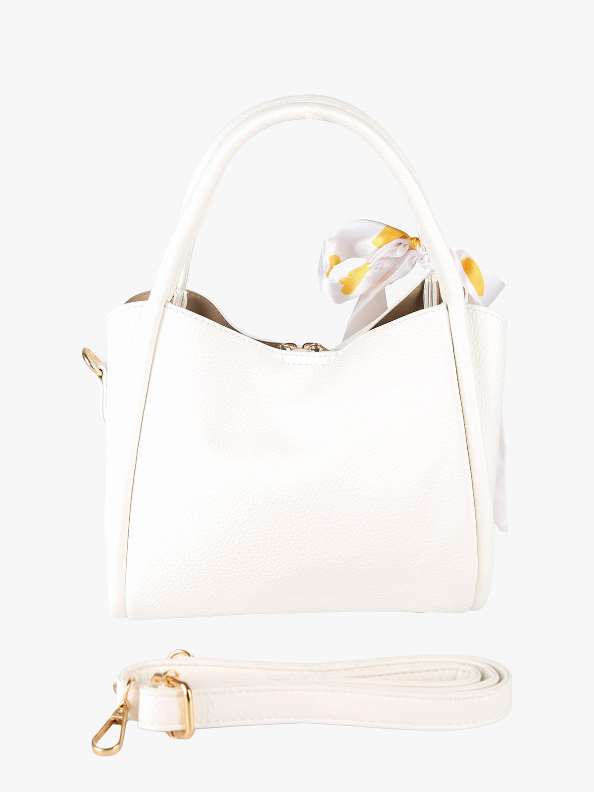 Borsa a mano mini tote con foulard Charro — Bianco