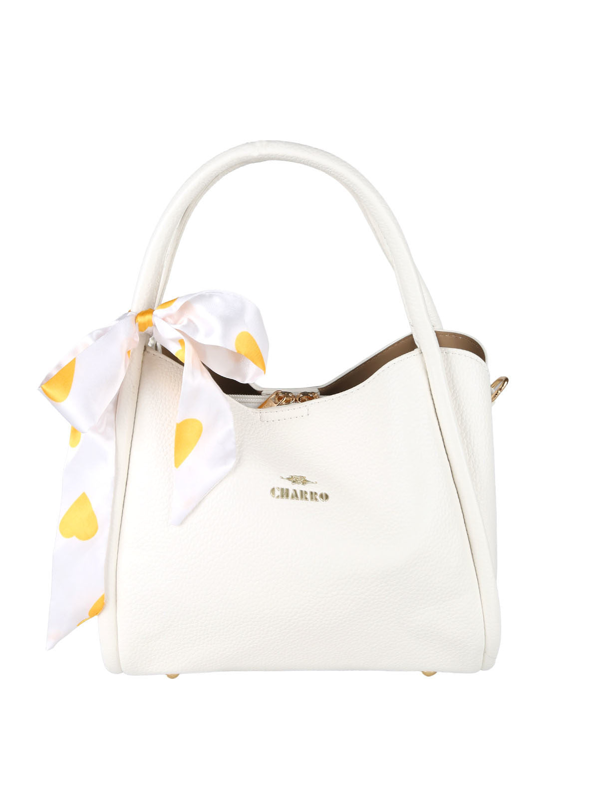 Borsa a mano mini tote con foulard Charro — Bianco