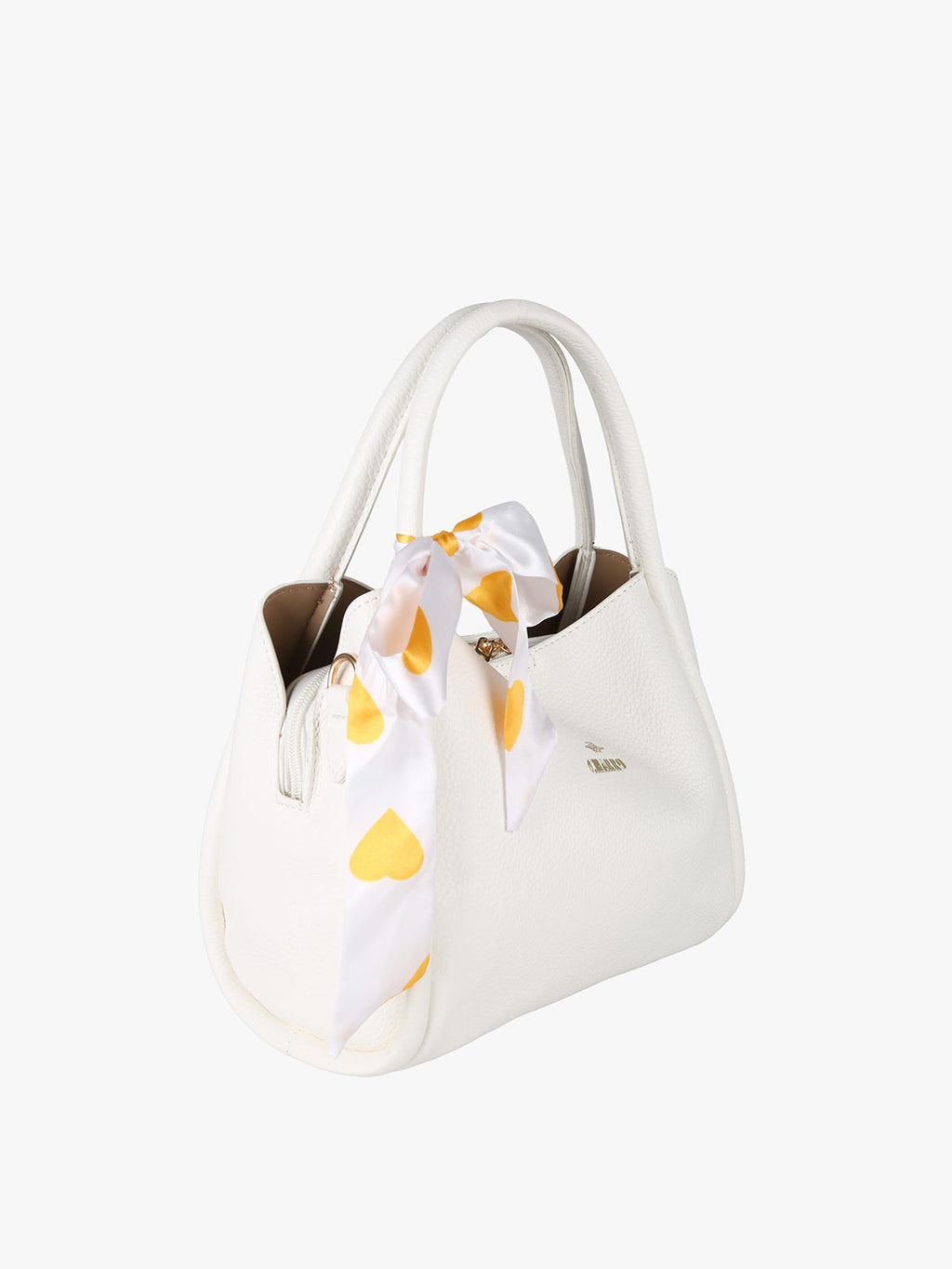 Borsa a mano mini tote con foulard Charro — Bianco