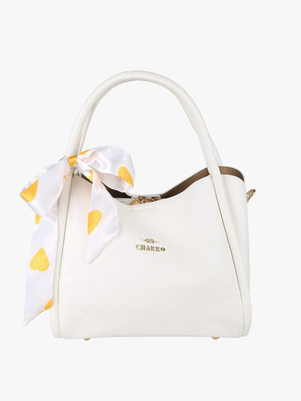 Borsa a mano mini tote con foulard Charro — Bianco