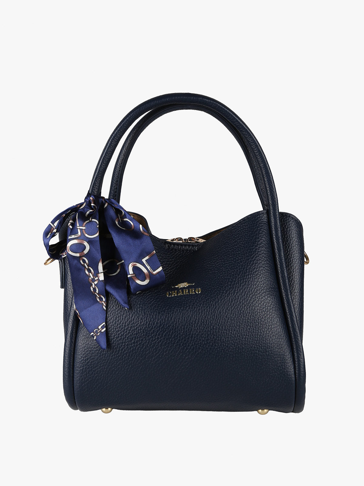 Borsa a mano mini tote con foulard Charro — Blu scuro