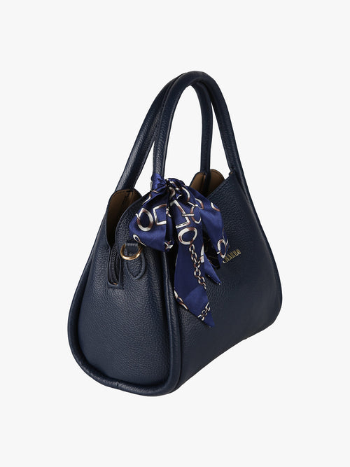 Borsa a mano mini tote con foulard Charro — Blu scuro