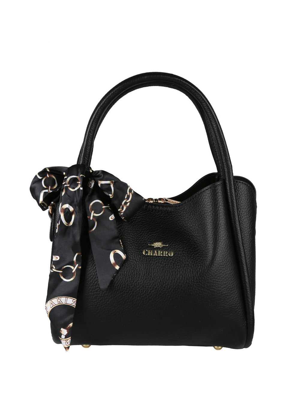Borsa a mano mini tote con foulard Charro — Nero