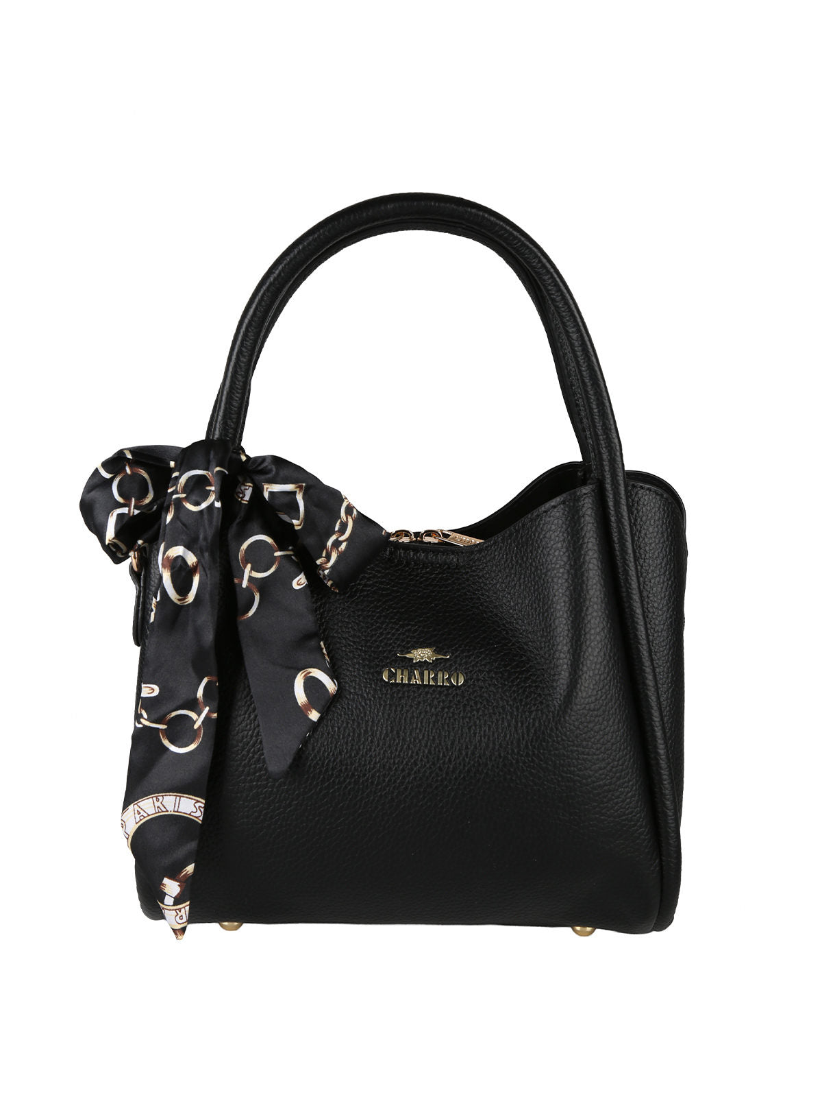 Borsa a mano mini tote con foulard Charro — Nero