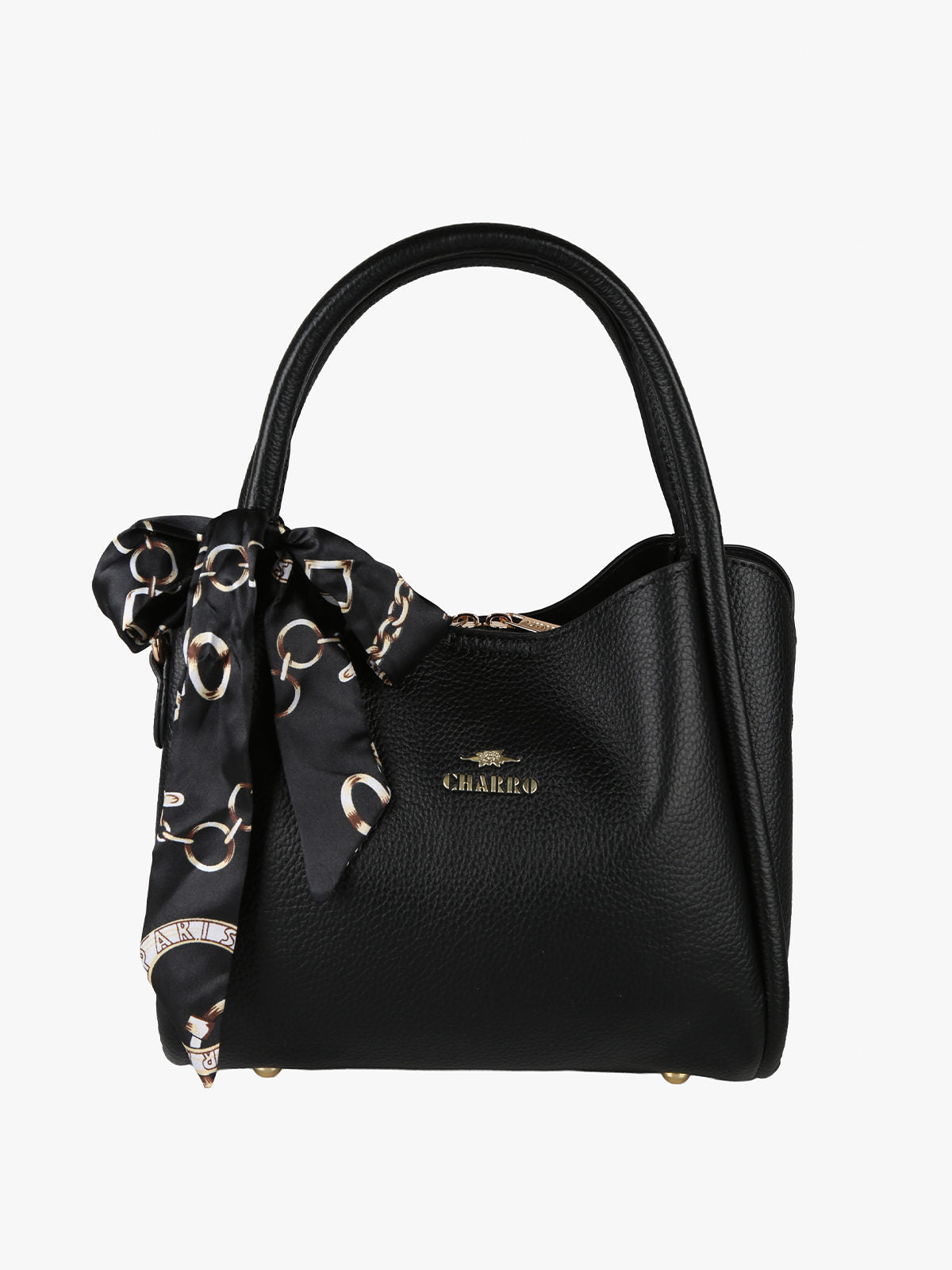 Borsa a mano mini tote con foulard Charro — Nero