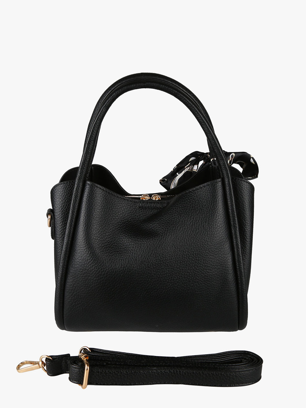 Borsa a mano mini tote con foulard Charro — Nero