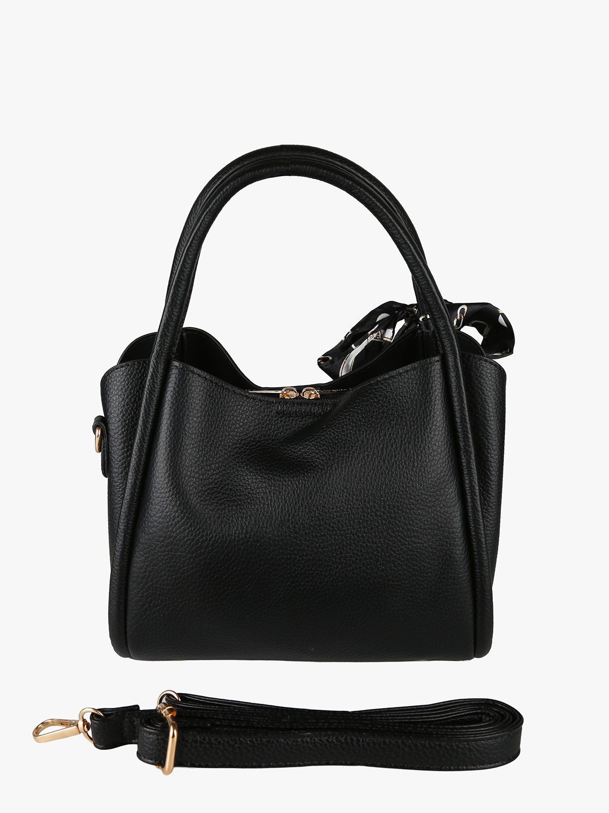 Borsa a mano mini tote con foulard Charro — Nero
