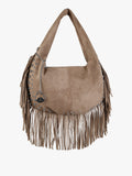 Borsa a spalla con frange e borchie You Young Coveri — Khaki