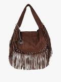 Borsa a spalla con frange e borchie You Young Coveri — Moro - immagine 1