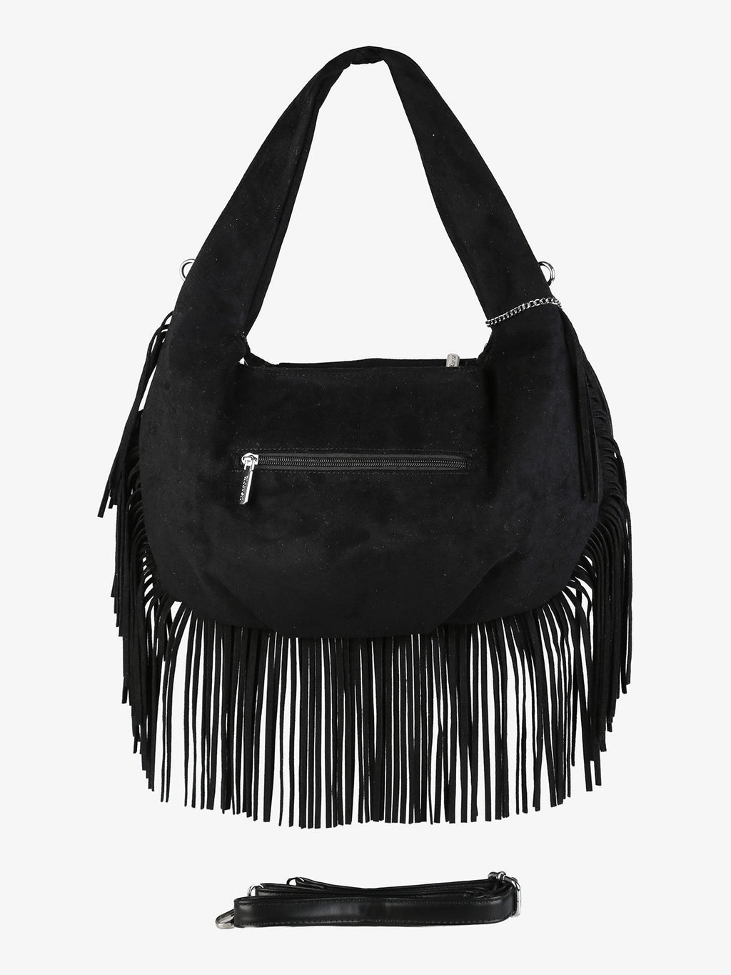 Borsa a spalla con frange e borchie You Young Coveri — Nero