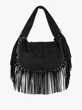 Borsa a spalla con frange e borchie You Young Coveri — Nero