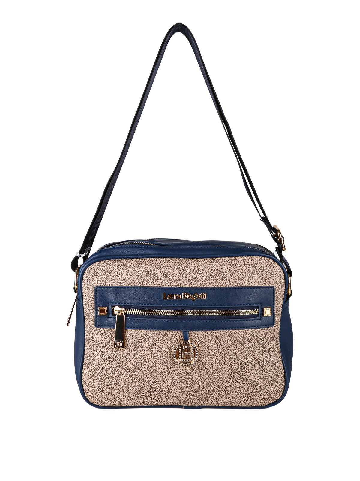 Borsa a tracolla con dettaglio di strass Laura Biagiotti — Blu