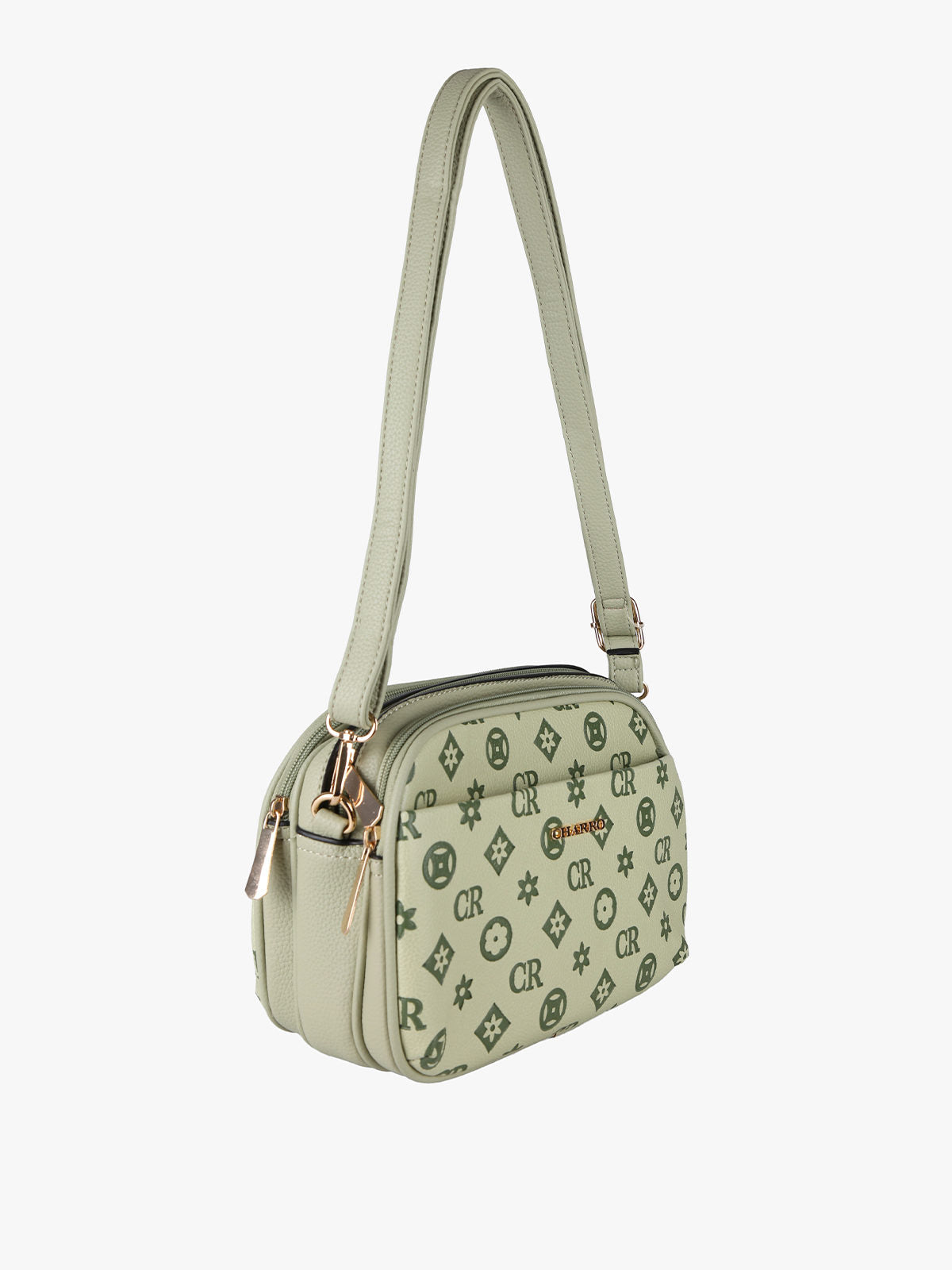 Borsa a tracolla con logo Charro — Verde chiaro
