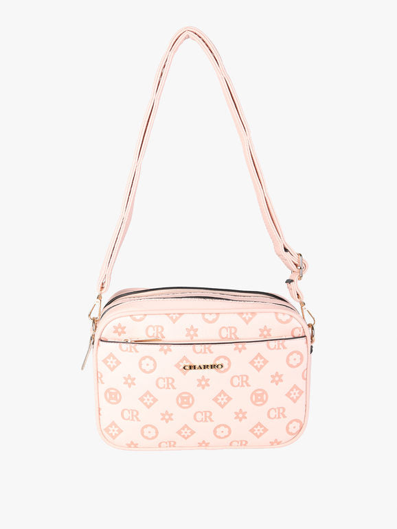 Borsa a tracolla con stampa monogramma Charro — Rosa - immagine 1