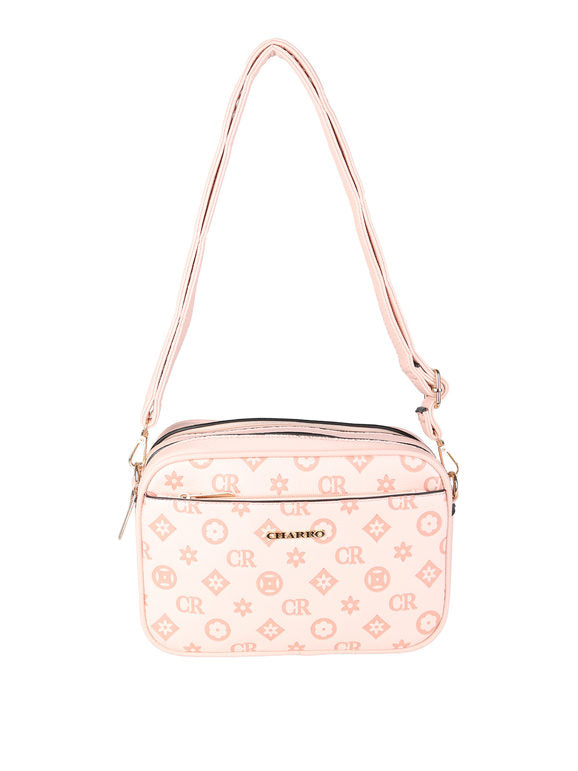 Borsa a tracolla con stampa monogramma Charro — Rosa - immagine 4