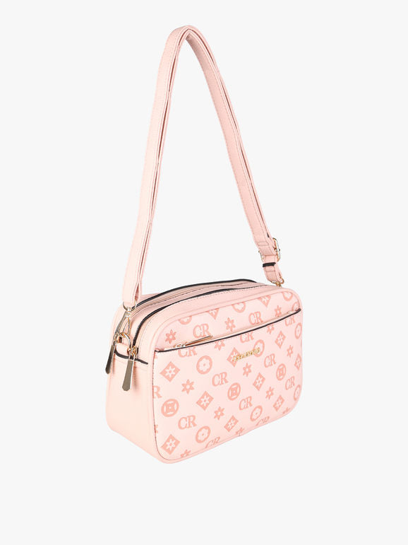 Borsa a tracolla con stampa monogramma Charro — Rosa - immagine 2
