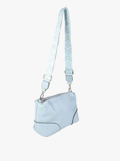 Borsa a tracolla in ecopelle Solada — Azzurro