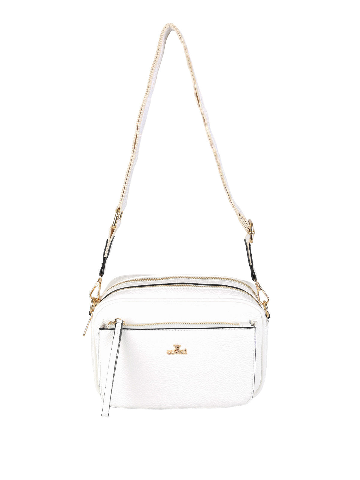 Borsa a tracolla in ecopelle You Young Coveri — Bianco