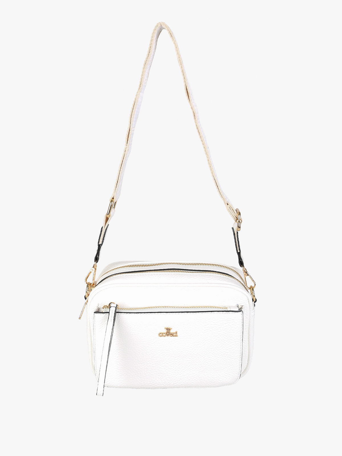 Borsa a tracolla in ecopelle You Young Coveri — Bianco