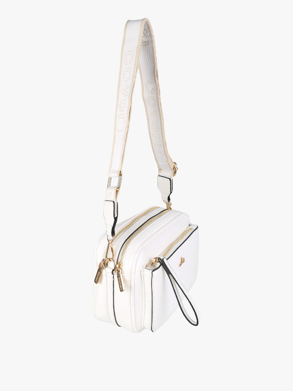 Borsa a tracolla in ecopelle You Young Coveri — Bianco