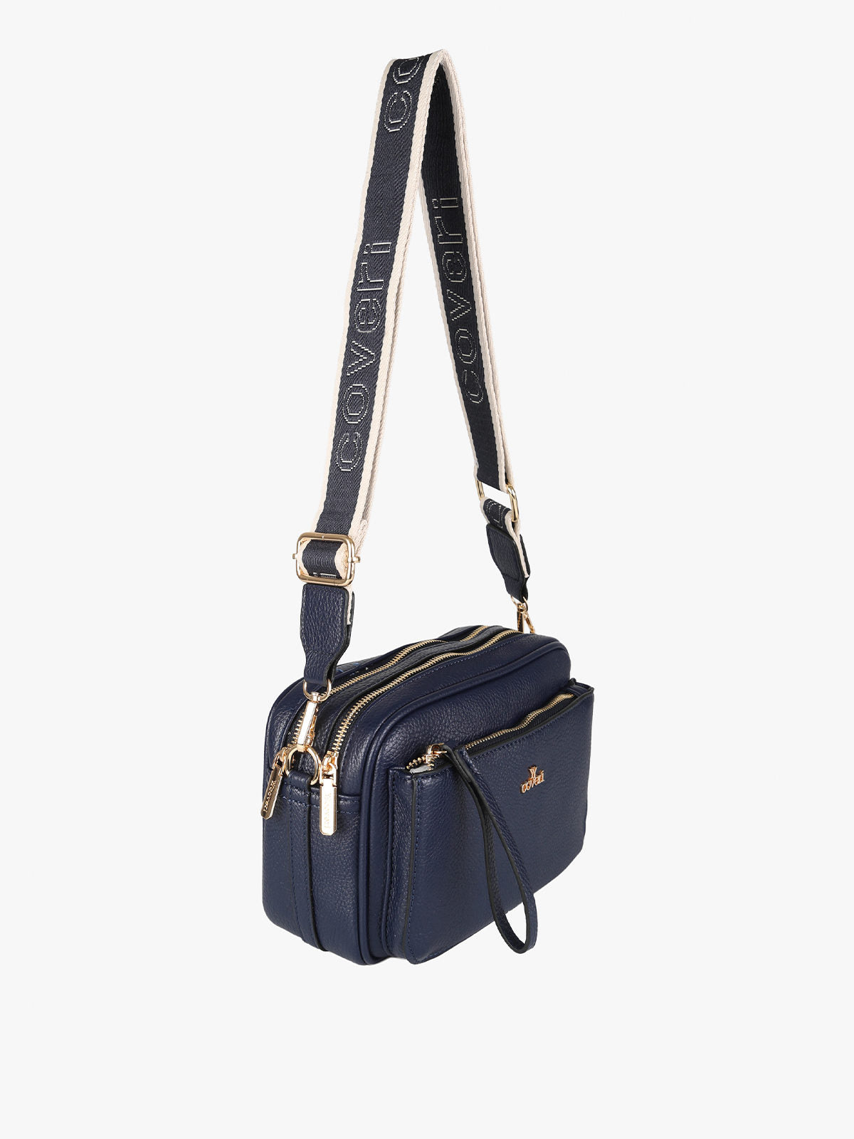 Borsa a tracolla in ecopelle You Young Coveri — Blu scuro