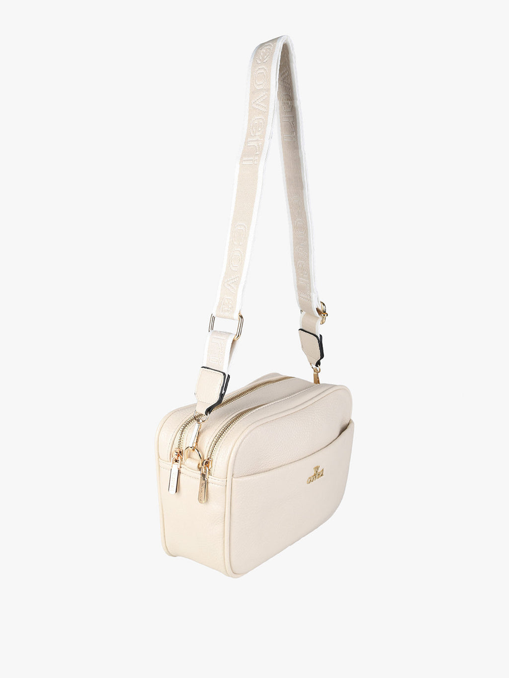 Borsa a tracolla in ecopelle con doppio scomparto You Young Coveri — Beige