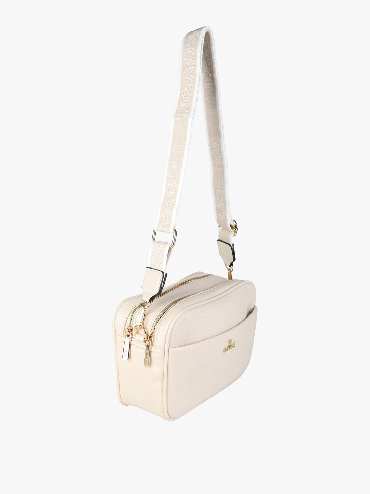 Borsa a tracolla in ecopelle con doppio scomparto You Young Coveri — Beige
