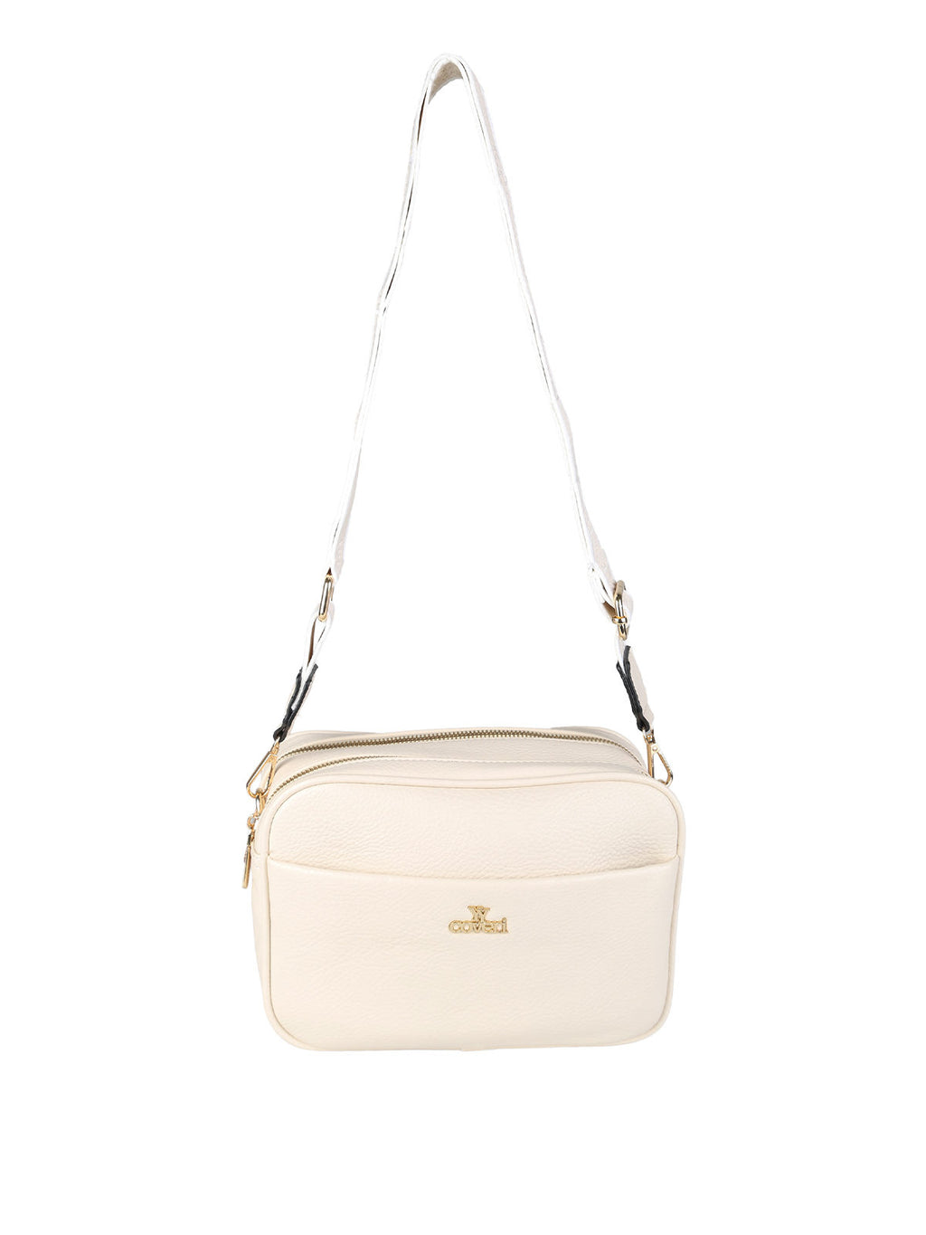 Borsa a tracolla in ecopelle con doppio scomparto You Young Coveri — Beige