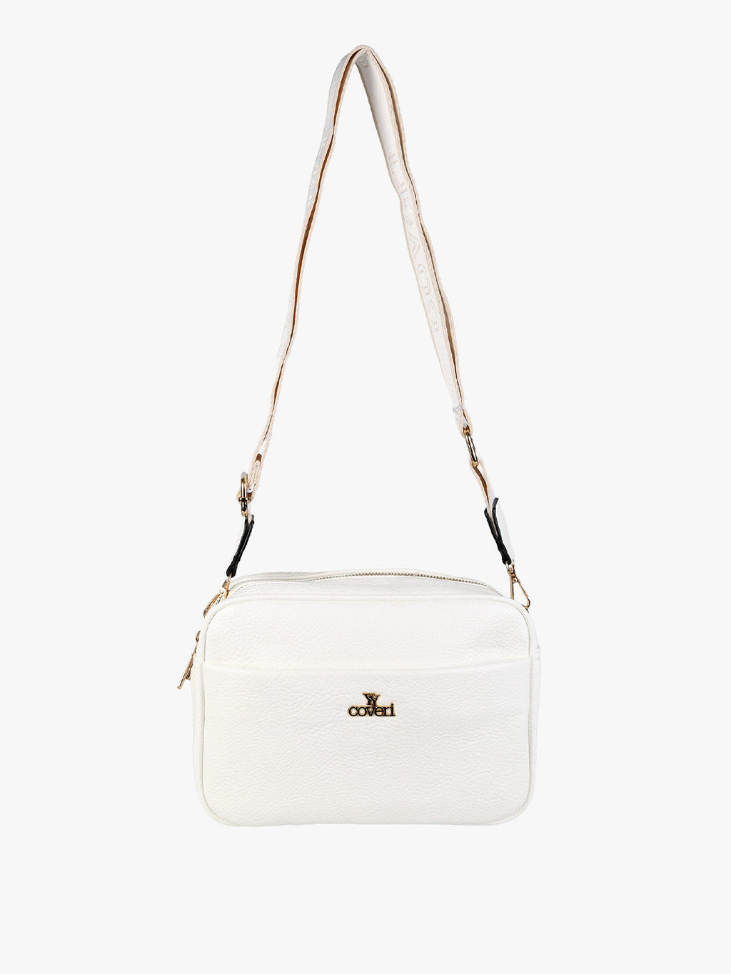 Borsa a tracolla in ecopelle con doppio scomparto You Young Coveri — Bianco