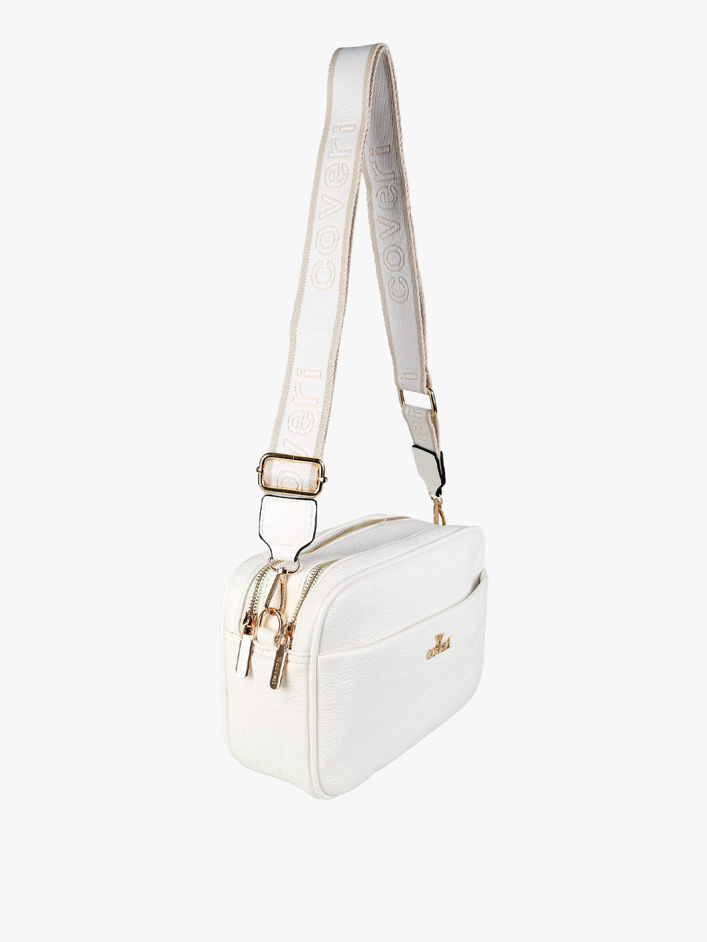 Borsa a tracolla in ecopelle con doppio scomparto You Young Coveri — Bianco