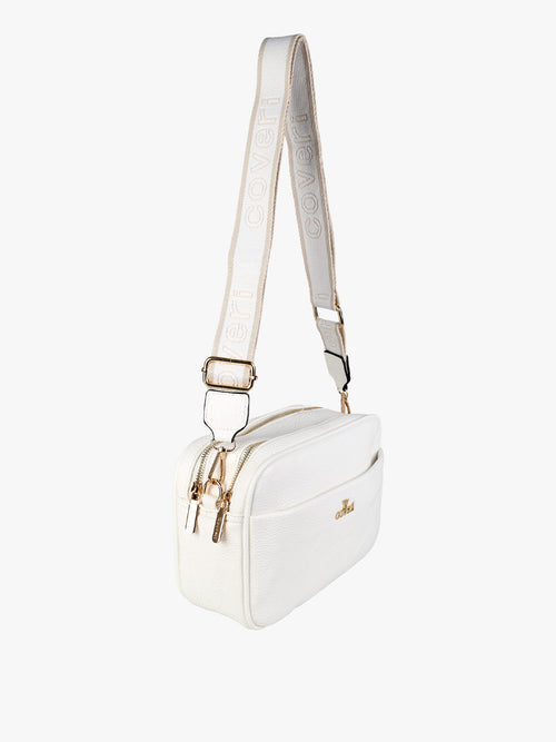 Borsa a tracolla in ecopelle con doppio scomparto You Young Coveri — Bianco