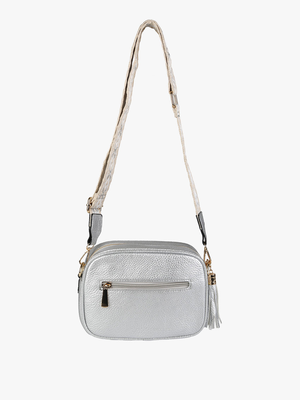 Borsa a tracolla in ecopelle Solada — Argento