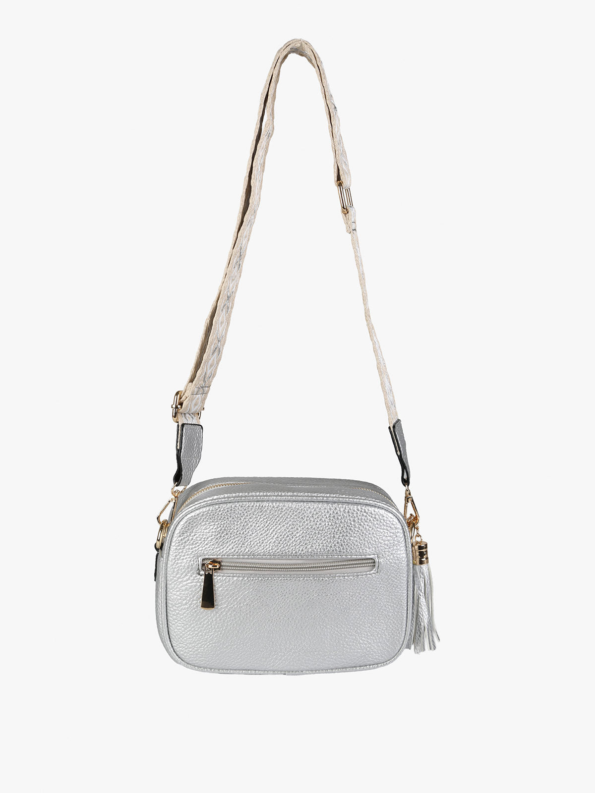 Borsa a tracolla in ecopelle Solada — Argento