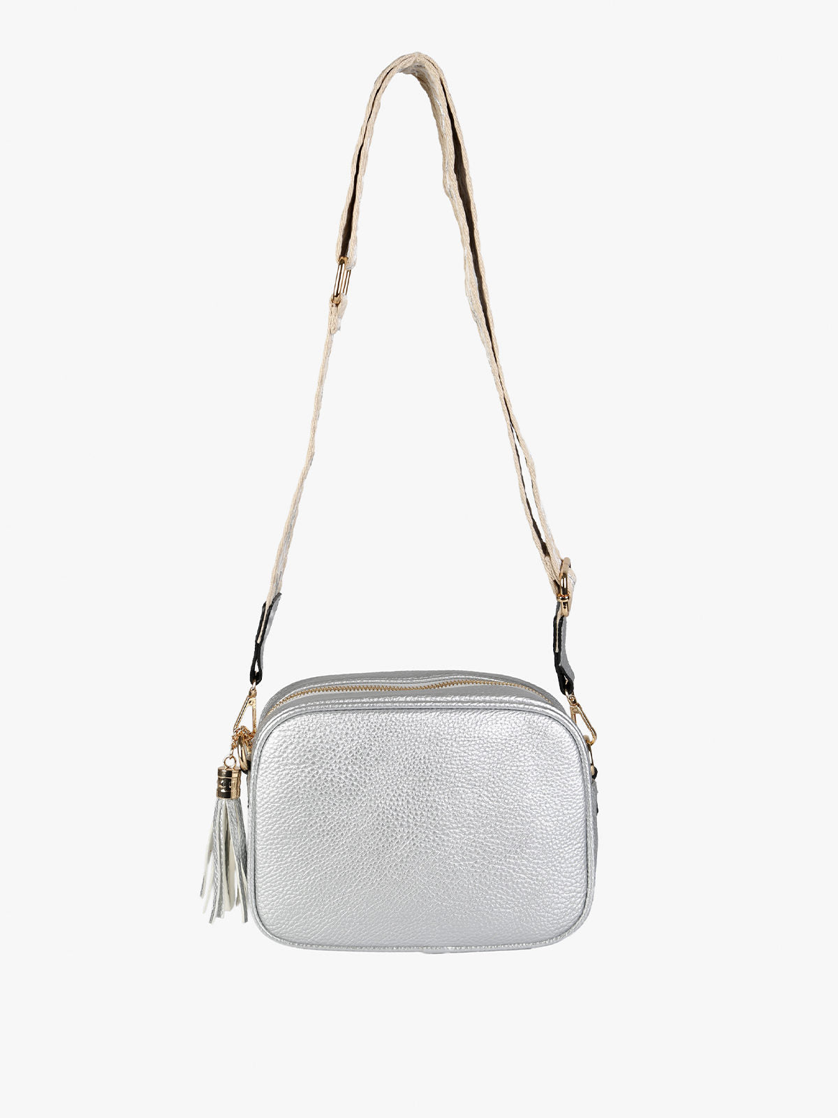 Borsa a tracolla in ecopelle Solada — Argento