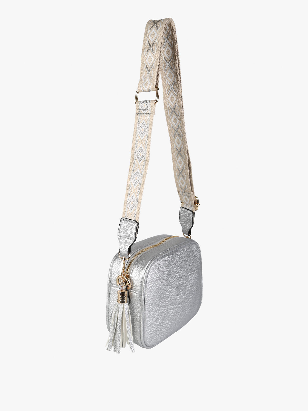 Borsa a tracolla in ecopelle Solada — Argento