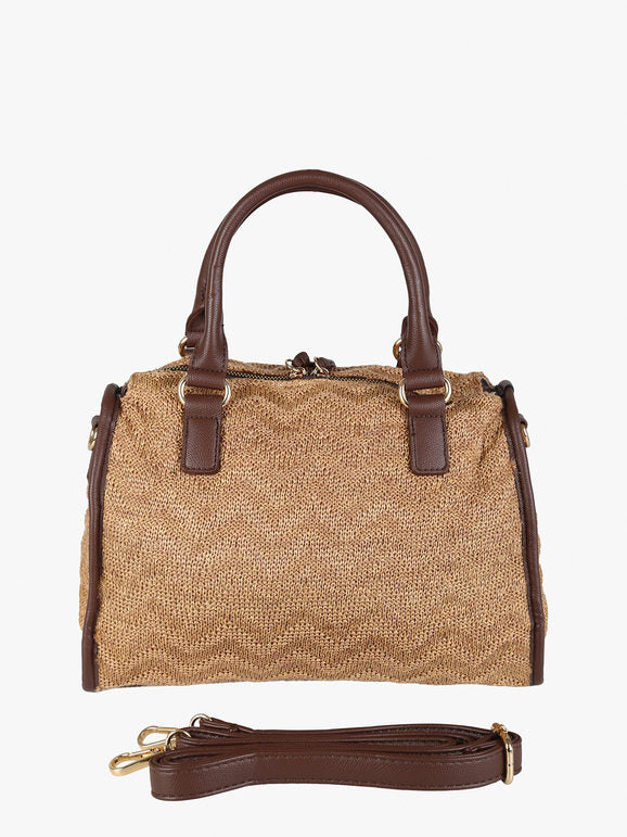 Borsa bauletto in maglia intrecciata con dettagli in ecopelle You Young Coveri — Marrone - immagine 3
