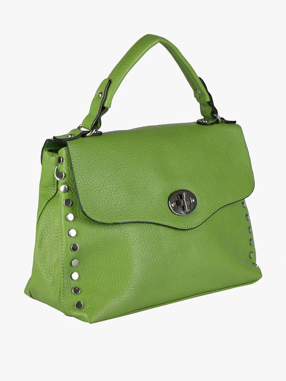 Borsa a mano verde con borchie, retro