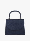 Borsa elegante con lurex brillanti e manico con strass - blu scuro Solada