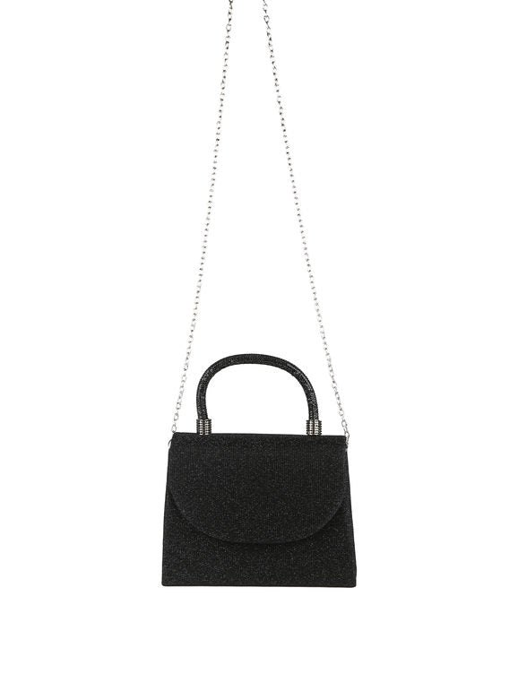 Borsa elegante con lurex brillanti e manico con strass - nero Solada